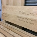 Detail of Oak bench with routed elements - Inverclyde Coastal Trail