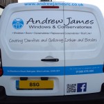 Car Graphics - A Commercial vehicle transformed from a plain plain van into a business card on wheels