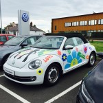 A special 70’s theme for some of the cars on the forecourt at Benfield Volkswagen, Dumfries