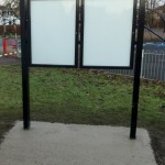 Steel upright with double glazed case and headerboard