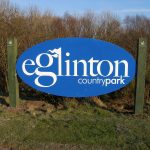Large welcome sign - Eglinton Country Park