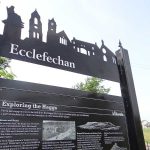 Steel upright structure with zinc etched panel and laser cut header board - Ecclefechan